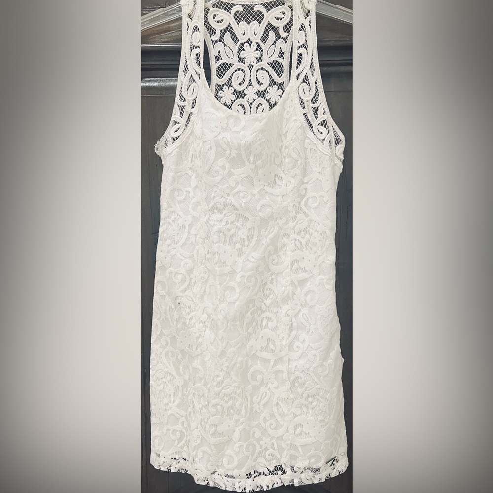 Abercrombie & Fitch White Lace Racerback Mini Dress